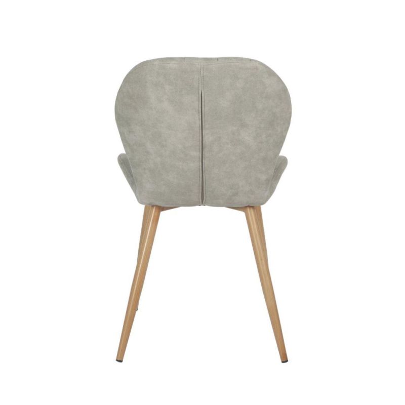 2021 Hot Sale Light Grey Fabric Dining Chair with Wood Transfered Legs