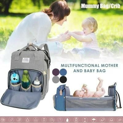 Wholesale Portable Waterproof Mummy Back Pack Large Capacity Foldable Baby Bed Diaper Bag