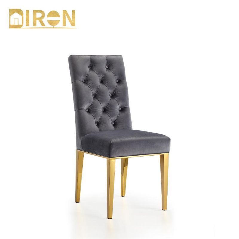 Modern Living Room Restaurant Home Dining Room Furniture Metal Golden Stainless Steel Fabric Chair