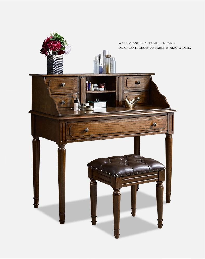 Wholesale Classical Vintage Bedroom Furniture Simple Wooden Customized Dressing Table