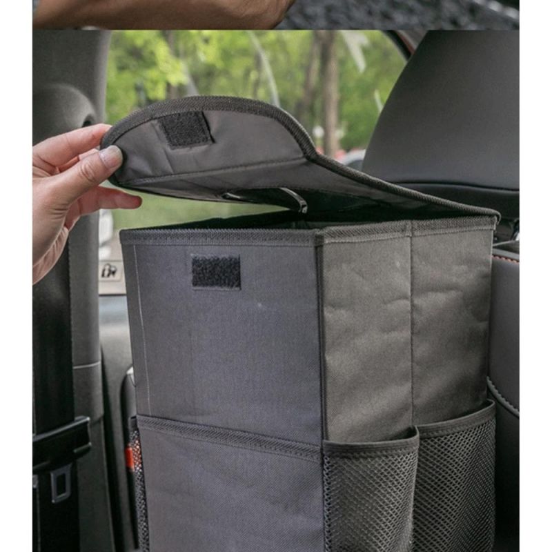 Waterproof Auto Trash Bag Garbage Foldable Car Trash Can with Lid and Side Net Pocket Wyz20457