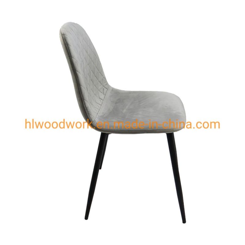 High Quality Chaise Salon De Beaute Modern Luxury Restaurant Banquet High Back Silver Stainless Steel Leg Velvet/Leather Dining Armless Chair Blue