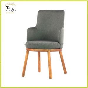 Nordic Modern Style High Back Grey Fabric Upholstery Dining Chair