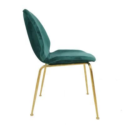 Wholesale Dining Furniture Gold Chrome Iron Legs Dining Chair Green Velvet Fabric Chair