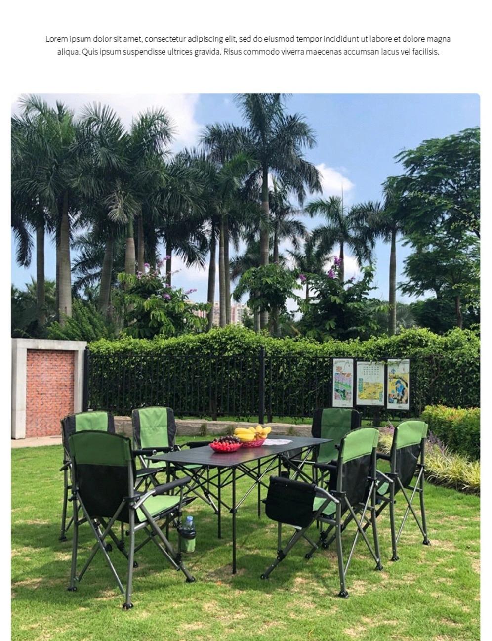 One Table Six Chairs Outdoor Portable Folding Table Beach Chair Leisure Seat Outdoor Camping Lounge Chair Seven Piece Set