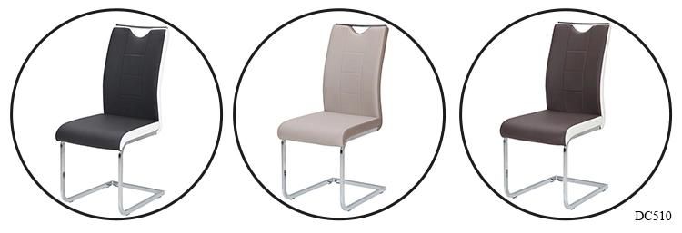 Modern Simple Design Chrome Metal Fabric Dining Chair