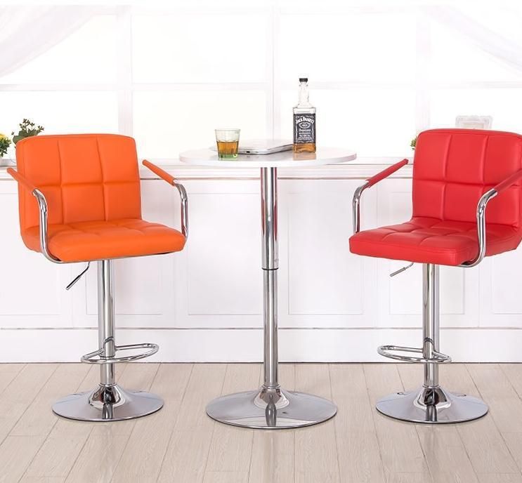 Chromed Leg Adjustable Bar Stool Swivel Plate Wholesale Chair Industrial Metal Singer Stool Counter Chair Nordic