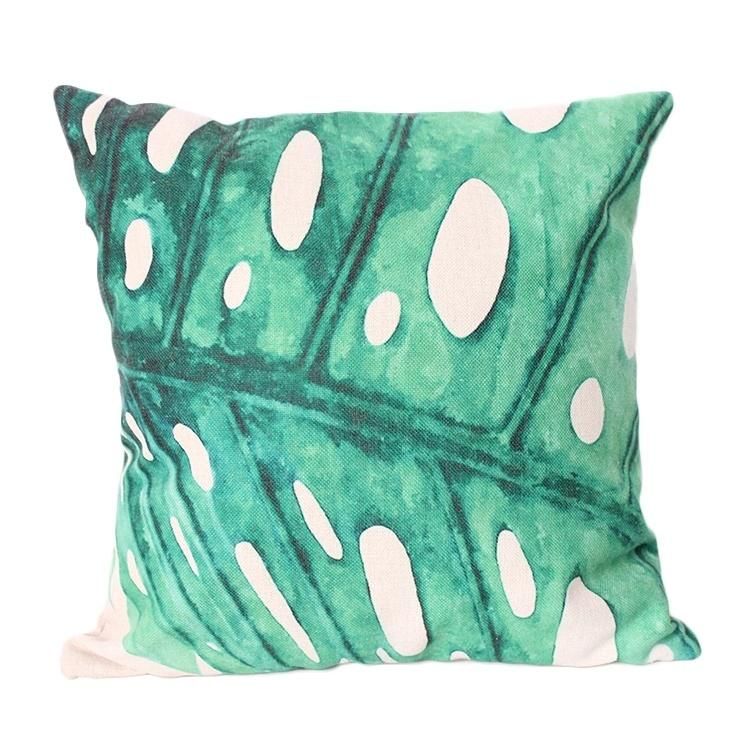 Tropical Plant Leaf Printing Pillow Sofa Cushion with Super Soft Velvet Fabric 100% Polyester