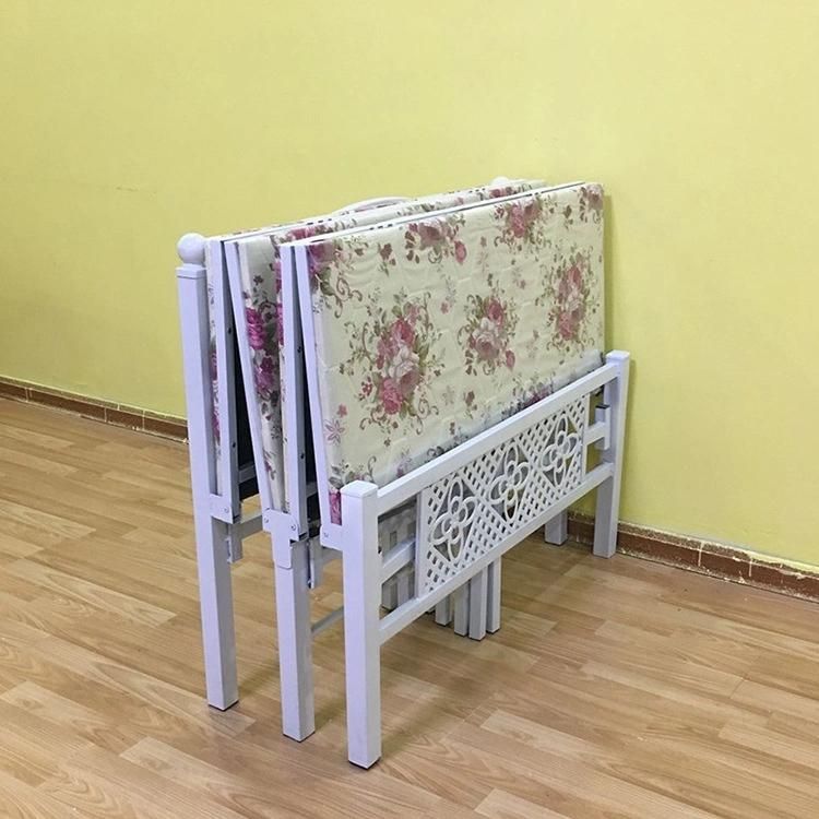 Hotel Home Furniture Modern Student Double Metal Frame Bedroom Folding Bed