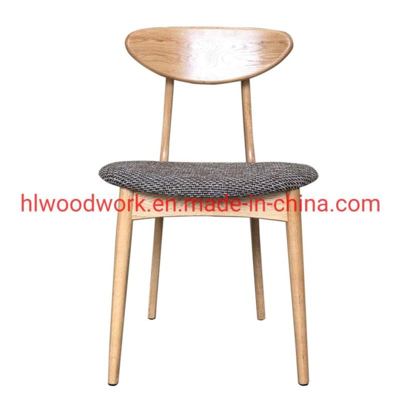 Dining Chair Oak Wood Frame Natural Color Fabric Cushion Grey Color B Style Wooden Chair Furniture Living Room Chair