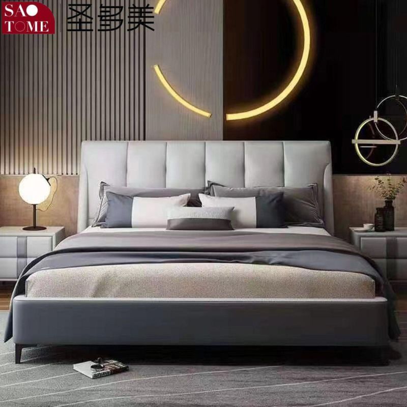 China Factory 2022 New Style West Leather Bedroom Double King Bed