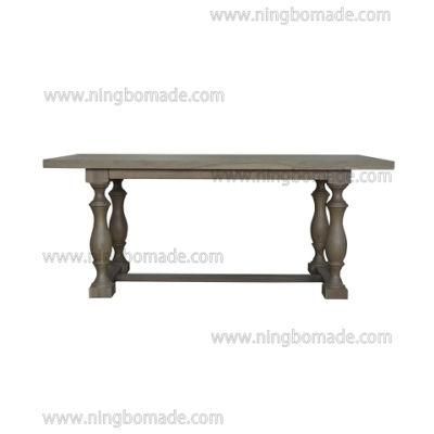 Vintage Provincial Rustic Furniture Aged Grey Oak Dining Table