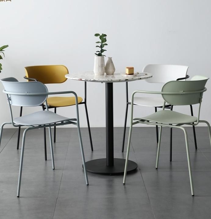 Fashion Coffee Garden Metal Dining Chair with Backrest