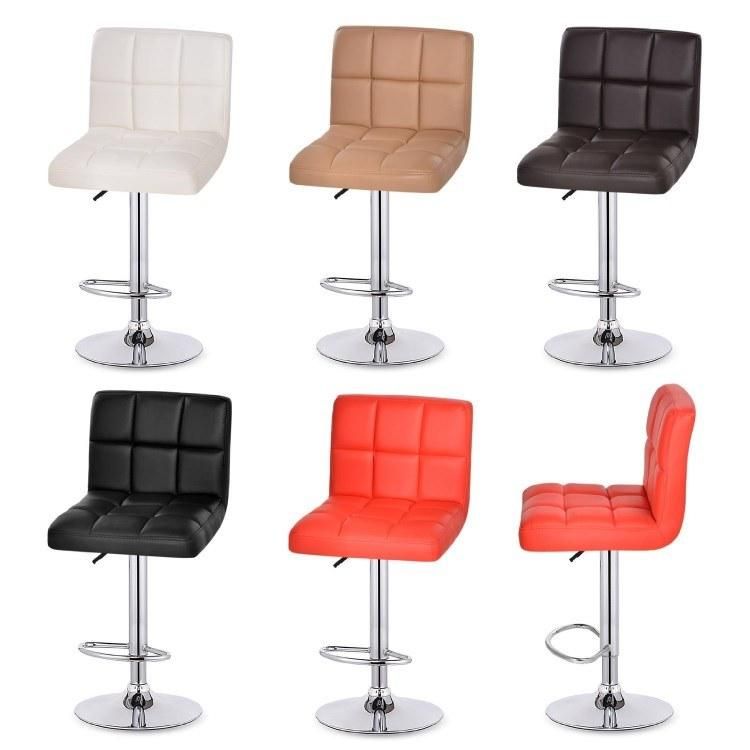 Hot Sale Home Bar Stools Adjustable Club Faux Leather Swivel Bar Chair with Chrome Legs