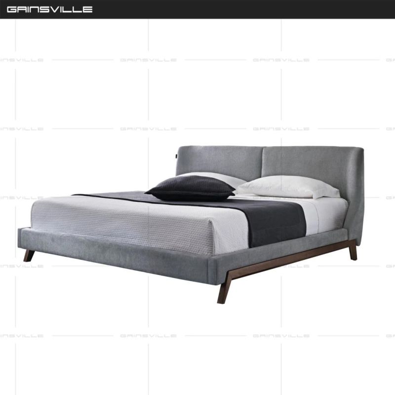 Chinese Wooden Bed Fabric Upholstered Luxury Modern Bedroom Furniture Wall Bed