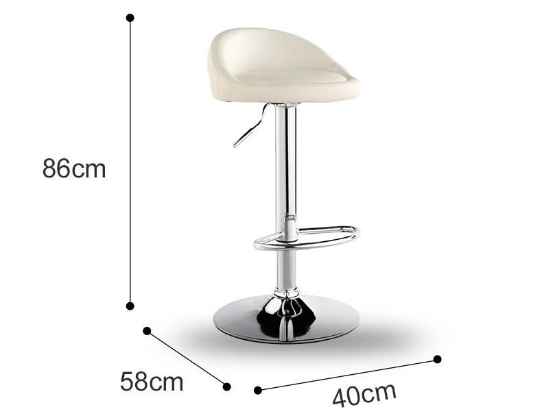 Modern Adjustable Swivel Bar Stool with Electroplated Base Soft Fabric Seat Chair Factory Stocks Tianjin Port Ship