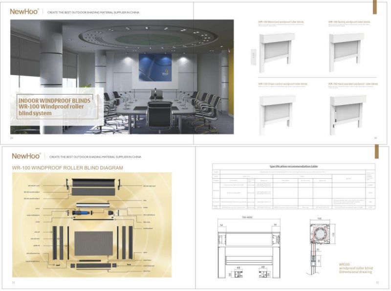 Outdoor Windproof Fabric Roller Blinds- Motorized/ Spring/ Chain Control/ Hand Operated Windproof Roller Blinds / Electric Windproof Roller Blinds /Remote