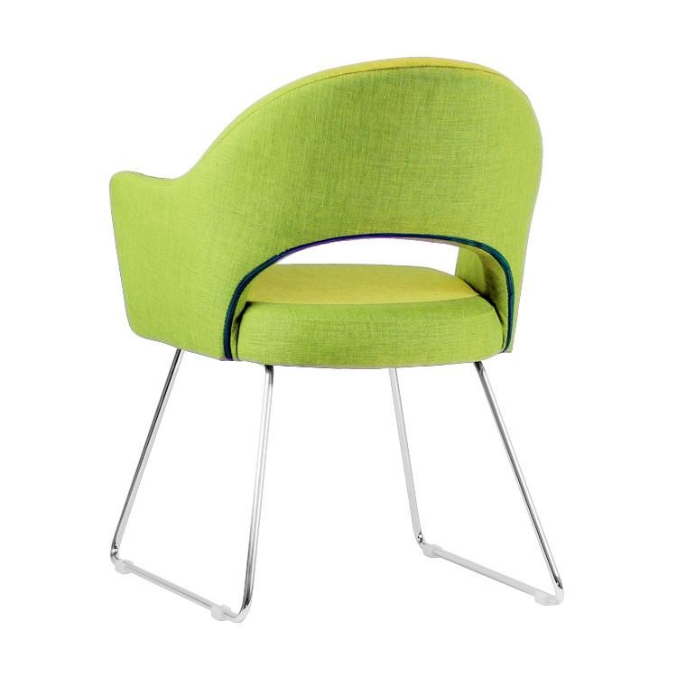 Light Green Color Fabric Seat Metal Base Dining Chair for Restaurant Use