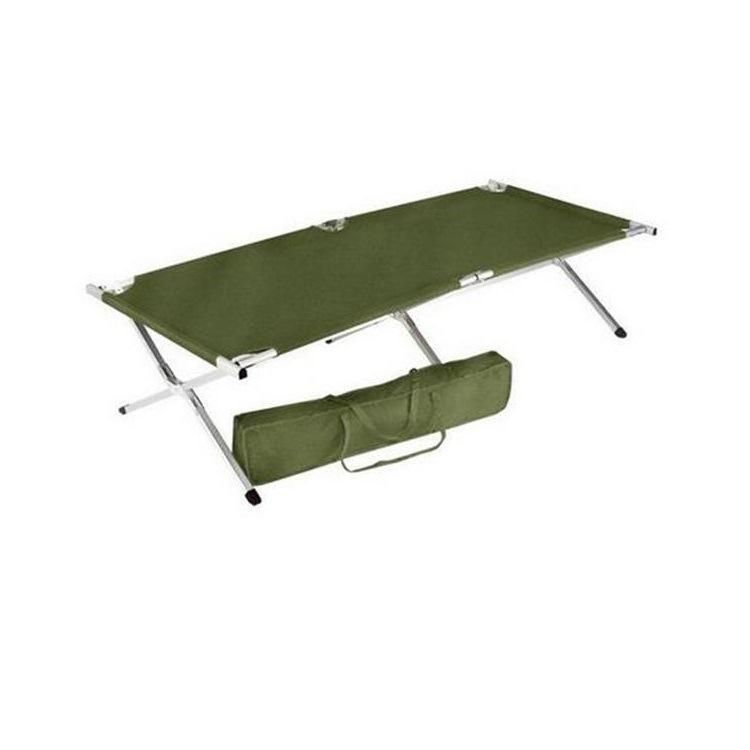 High Quality Army Green Steel Aluminum Travel Camping Equipment Military Style Cot Bed for Outdoor