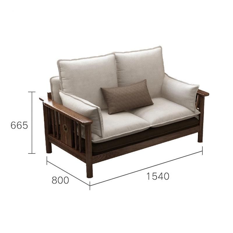 Nordic Solid Wood Ash Wood Sofa Living Room Combination New Chinese Style Modern Guest Light Luxury Furniture Fabric Sofa 0028