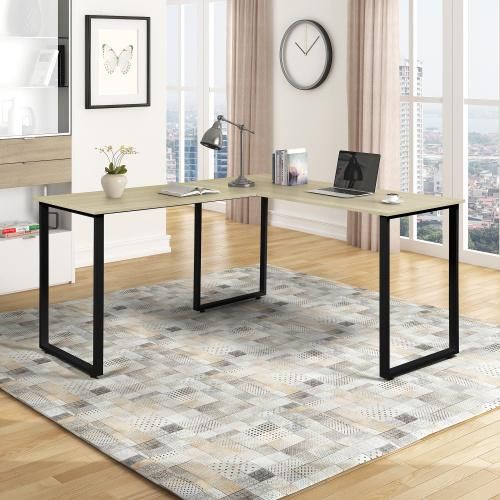 L Shaped Home Office Computer Desk, Modern Design Metal Computer Desk