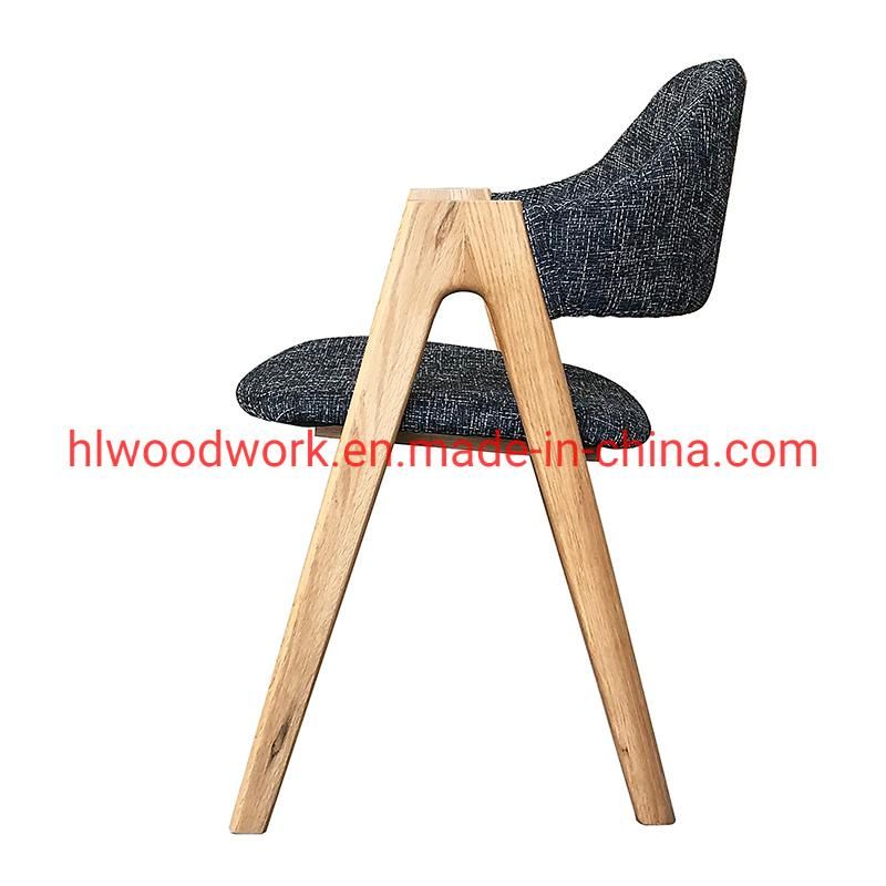 Dining Room Furniture Oak Wood Tai Chair Oak Wood Frame Natural Color Grey Fabric Cushion and Back Dining Chair Coffee Shop Chair