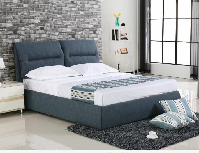 Home Living Room Bedroom Furniture Plywood Bed Frame Fabric Wooden Bed Frame