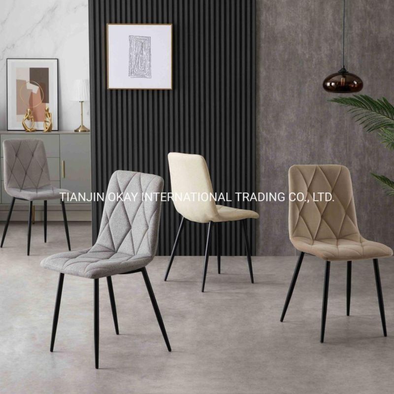 Hot Sale Modern Fashion Design Fabrics Seat Metal Legs Bow Dining Chairs for Dining Room