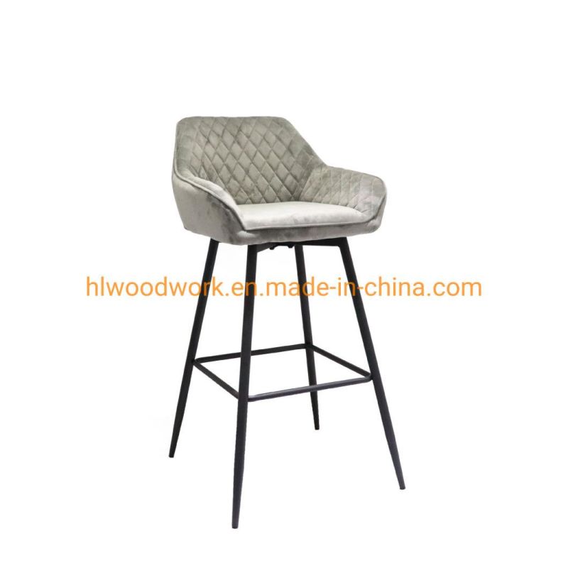 Luxury Diamond Type Back Design Coffee Dessert Shop Breakfast Kitchen Bar Stool Chair with Install Non-Slip Mute Foot