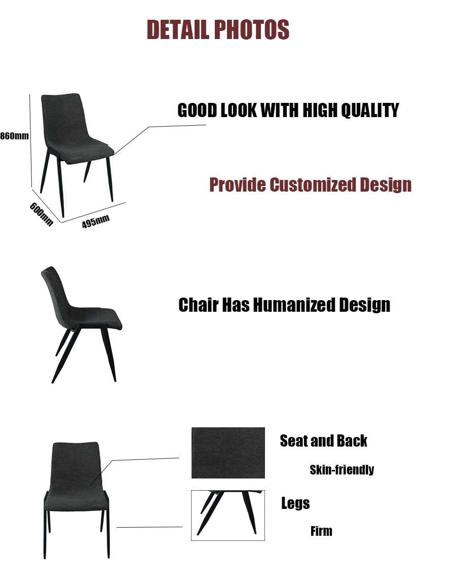 Home Living Room Upholstered Velvet Fabric Dining Room Furniture Restaurant Hotel Spraying Legs Steel Dining Chair