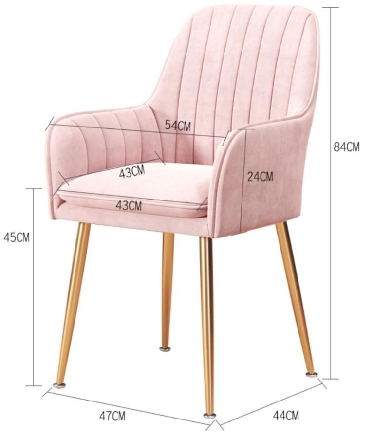 Factory Directly Luxury Design Fabric Velvet Dining Chairs with Golden Legs