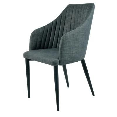 Modern Hotel Luxury Dining Room Furniture Gray Velvet Fabric Armrest Dining Chair