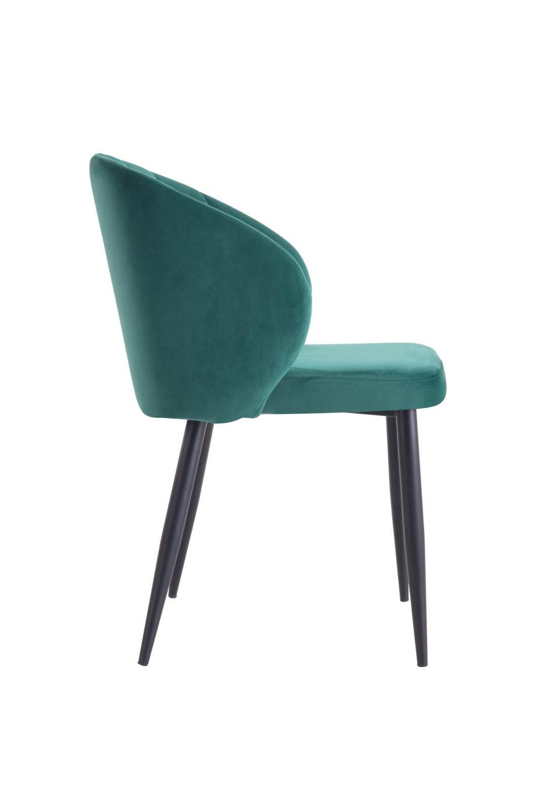 Wholesale Modern Luxury Fashion Colorful Classic Soft Velvet Fabric Upholstery Cafe Dining Chair with Metal Leg