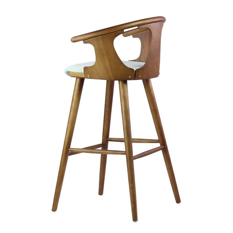 Wooden Frame Fabric Seat Bar Stool Chairs for Restaurant Commercial Use