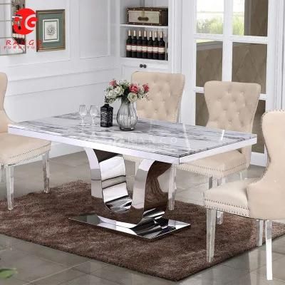 Wholesale Commerical Dining Table Set Coffee Tale Grey Natural Marble Top Dining Table