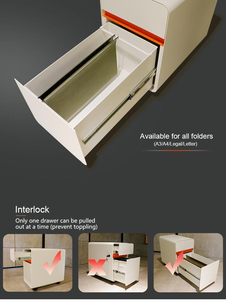 Office Filling Cabinet 3 Drawer High Quality Filing Cabinet with Wheels