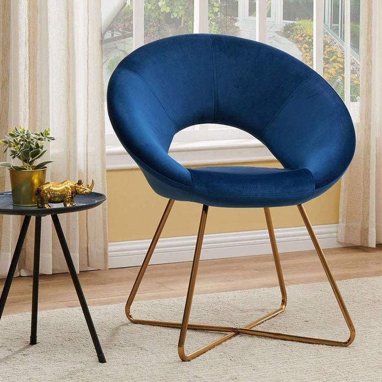 Modern Style Upholstered Velvet Metal Legs Office 2021 Hot Sale Fabric Nordic Fashionable Restaurant Dining Chairs