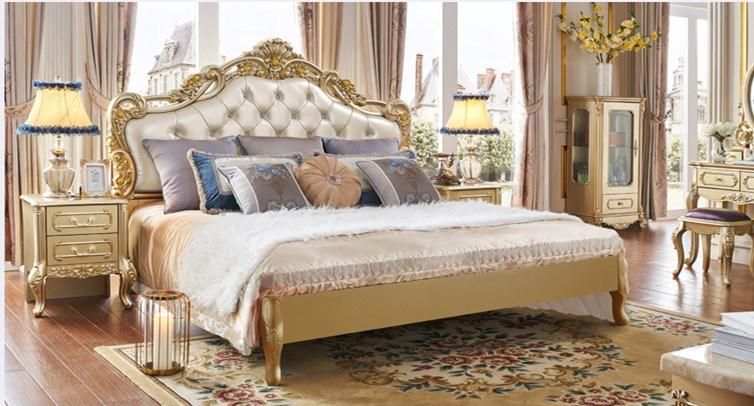 Wholesale Custom-Made American Style Luxury Bedroom Furniture Fabric Upholstered Bed