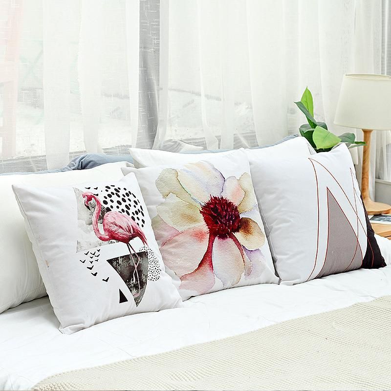 Digital Printing Flower Flamingo Throw Cushion Cover Sofa Cushion Cover