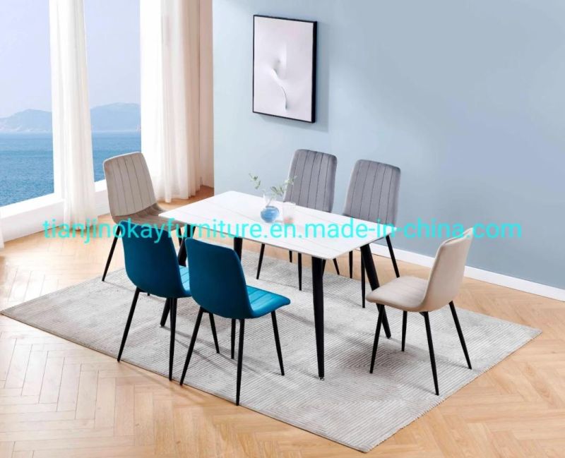 New Modern Fabric Leisure Green Velvet Chairs Living Room Restaurant Nordic Dining Arm Chairs Upholstered Metal Leg