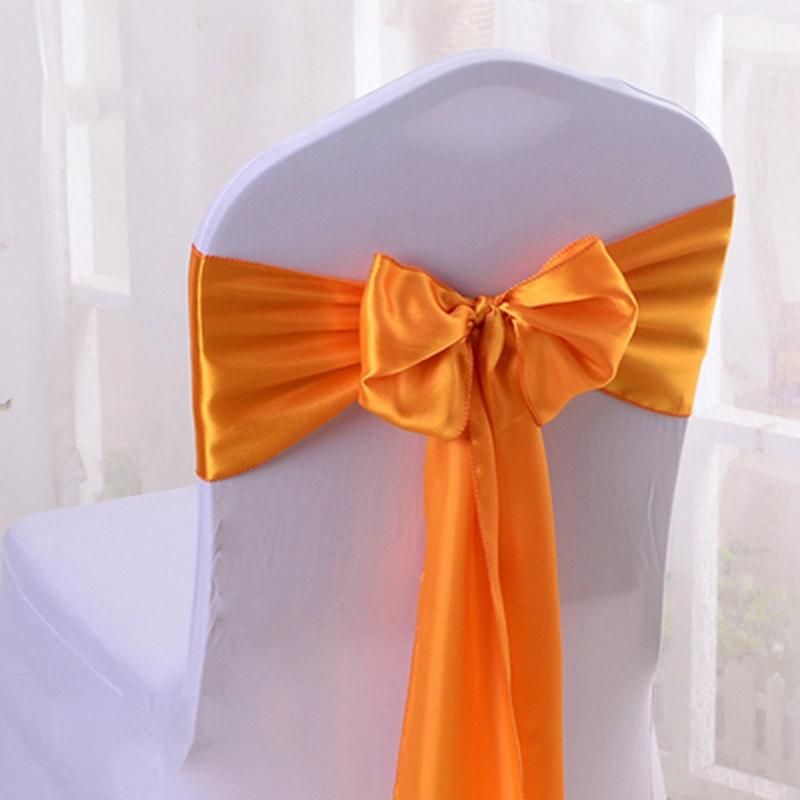 Low Price Cheaper Wedding Party Event Decoration Bandage Plain Dyed Satin Fabric Chair Sashes on Sale