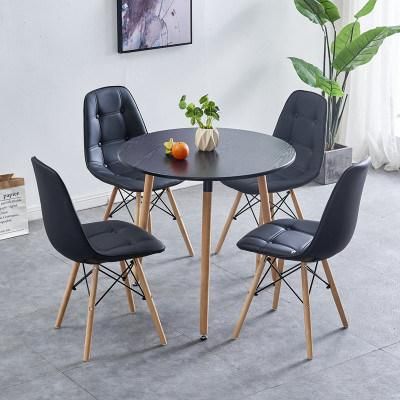 PU Leather Seat Wood Leg Padded Dining Chair Home Kitchen Furniture