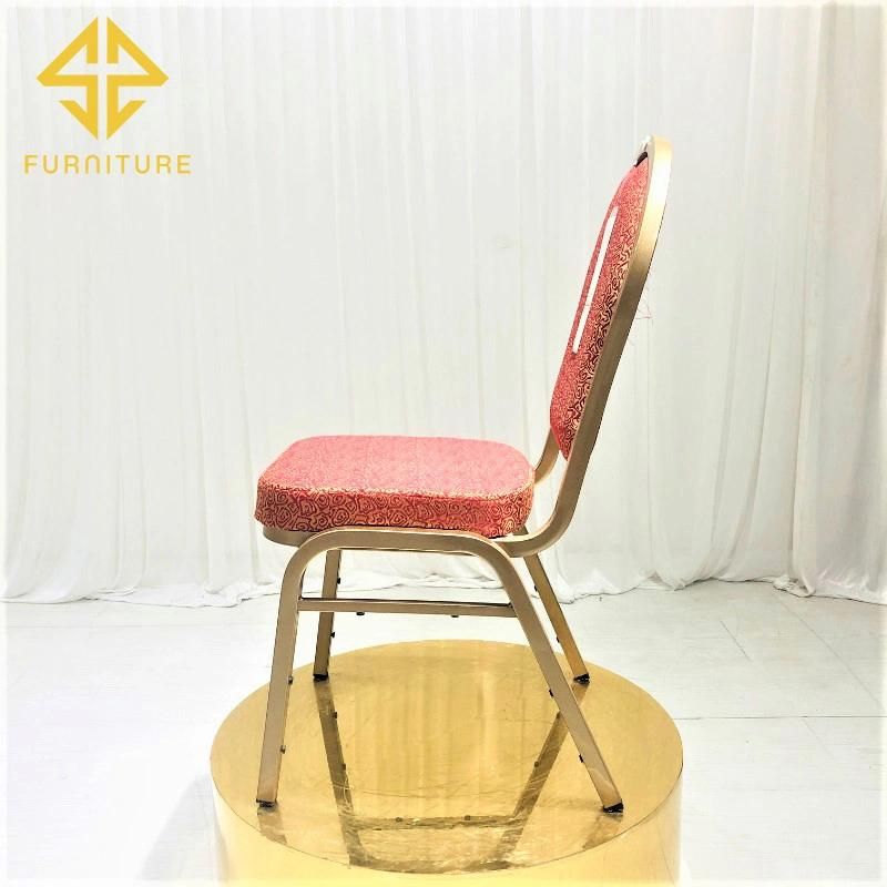 Wholesale Cheap Hotel Party Stackable Aluminium Fabric Upholstered Padded Throne Banquet Chair for Banquet Hall Wedding Events