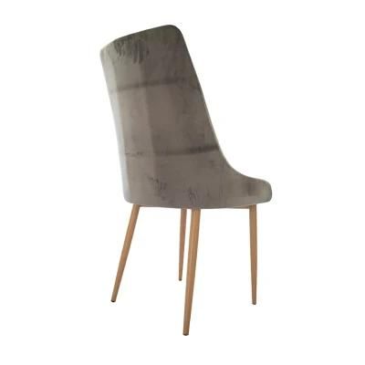 Gray Velvet Dining Chairs with Metal Legs Upholstered Cushioned Seat Lounge Chair for Living Room Bedroom