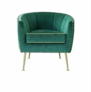 Modern Classic Velvet Accent Chair with Golden Metal Legs