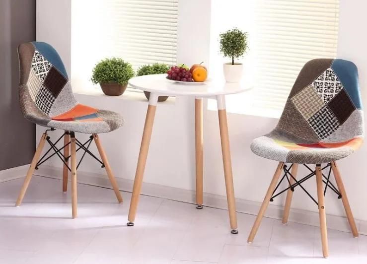 Cheap Price Modern Custom Fabric Cover Patchwork Chair Beech Legs Modern Dining Chair