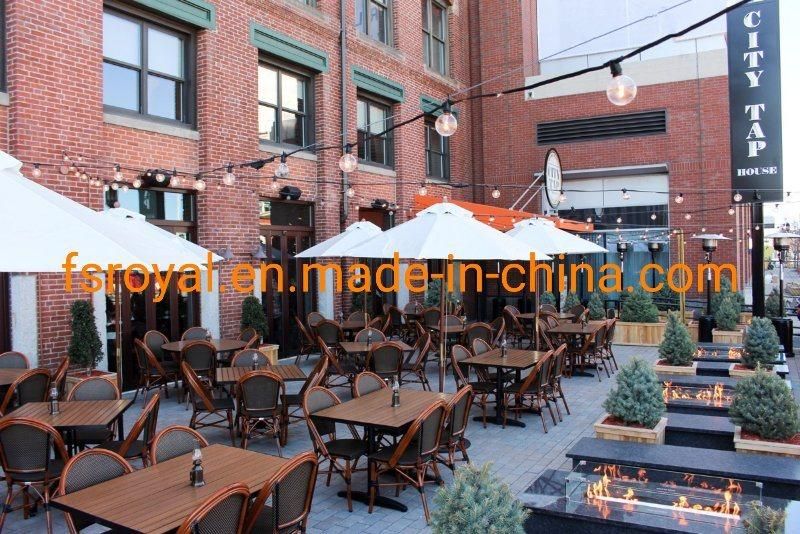 Aluminum Frame Polyester Mesh Fabric Bamboo Look Dining Chair Outdoor Restaurant Furniture