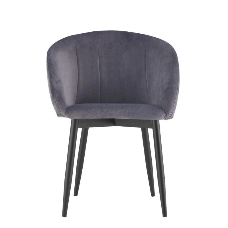 Hot Modern Fabric Dark Gray Black Painting Steel Frame Armchair for Dining Room Furniture