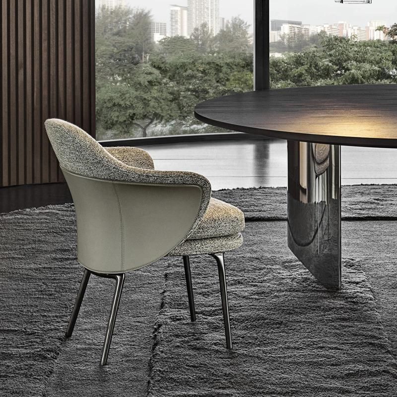 Fabric Upholstey Soft Fiberglass Shell Dining Chair