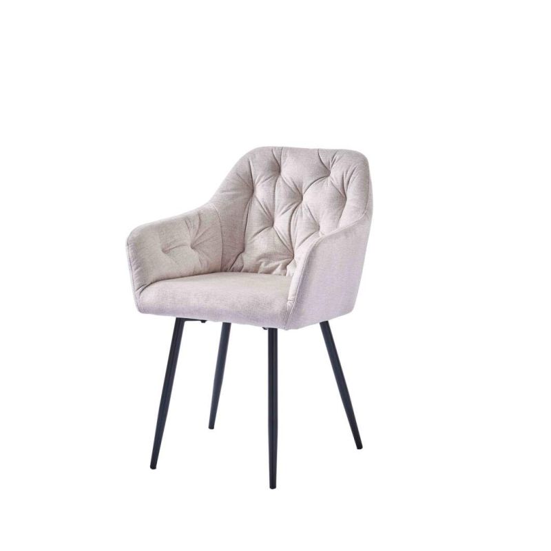 2021 Hot Sale Okay New Models Velvet Fabric Arm Chair with Black Metal Legs